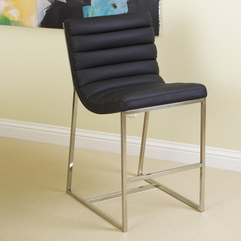 Table & Bar Stools: Auburn Modern Leather Bar Chair BarStool In Black