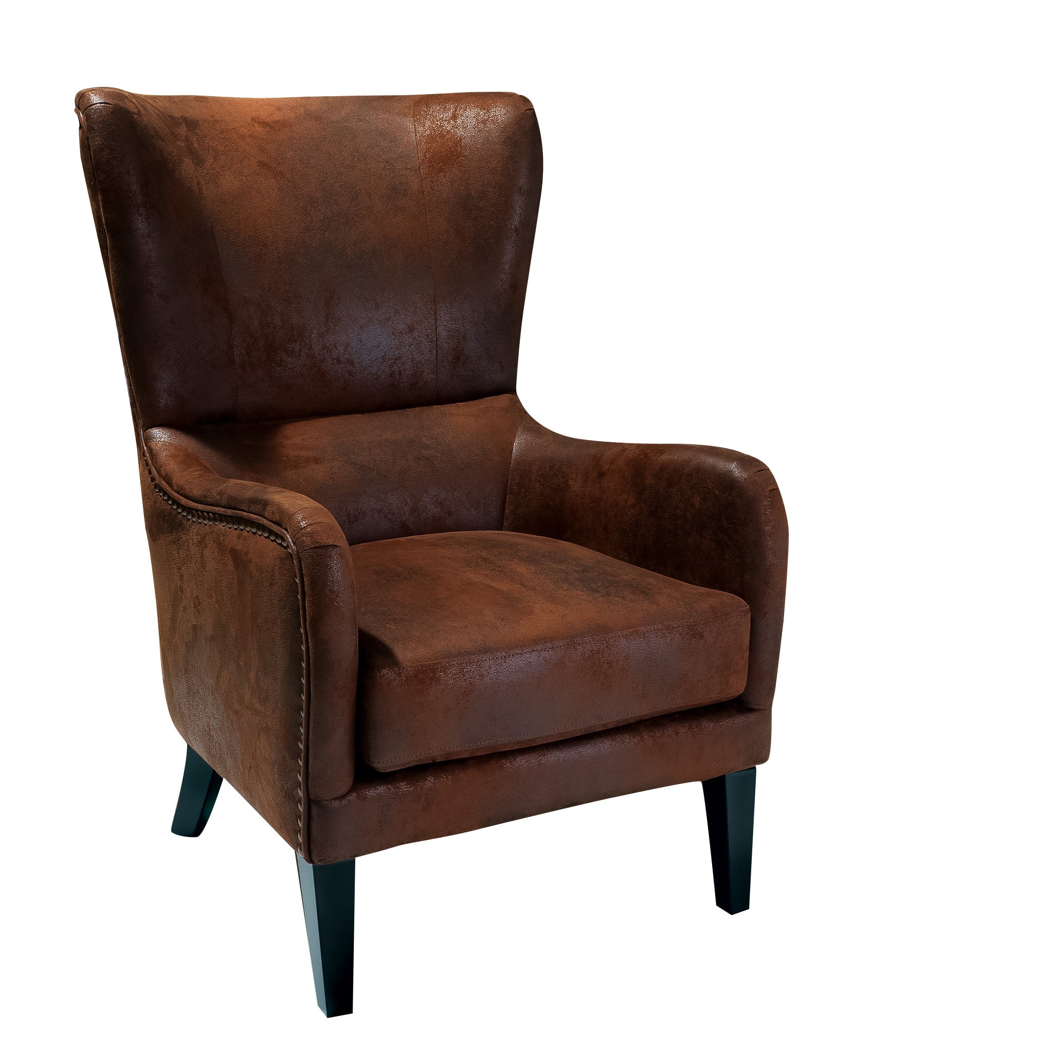 Arm Chairs & Recliners: Salerno Brown Microfibre High Back Armchair