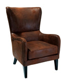 Arm Chairs & Recliners: Salerno Brown Microfibre High Back Armchair