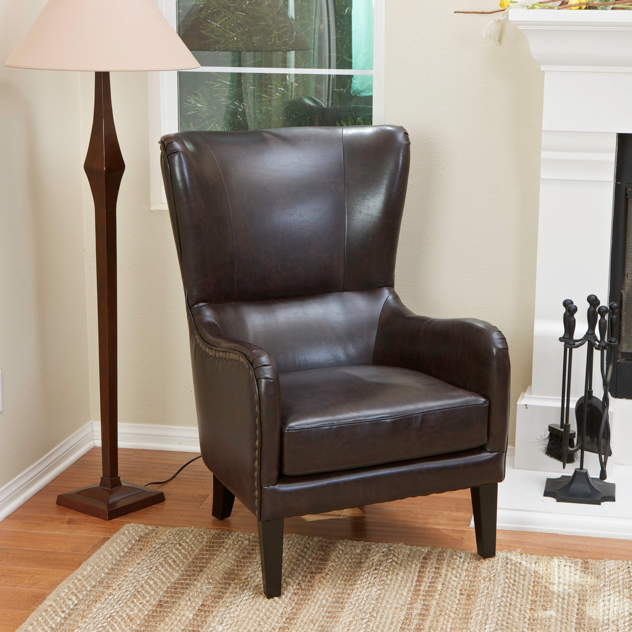 Arm Chairs & Recliners: Vintage Brown Bonded Leather High Back Armchair