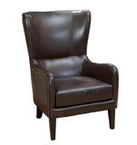 Arm Chairs & Recliners: Vintage Brown Bonded Leather High Back Armchair