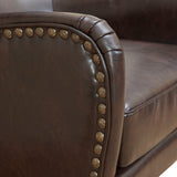 Arm Chairs & Recliners: Vintage Brown Bonded Leather High Back Armchair