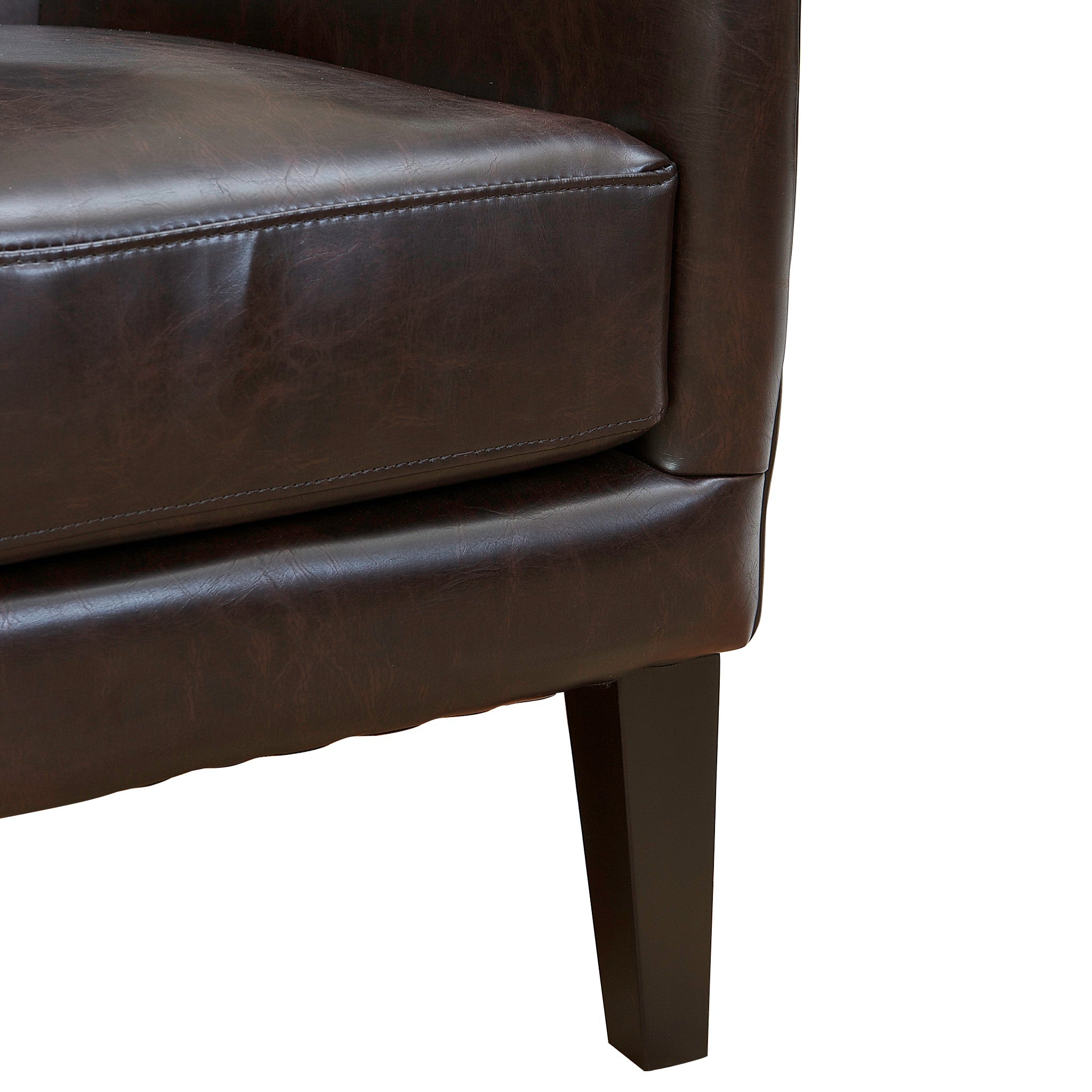 Arm Chairs & Recliners: Vintage Brown Bonded Leather High Back Armchair