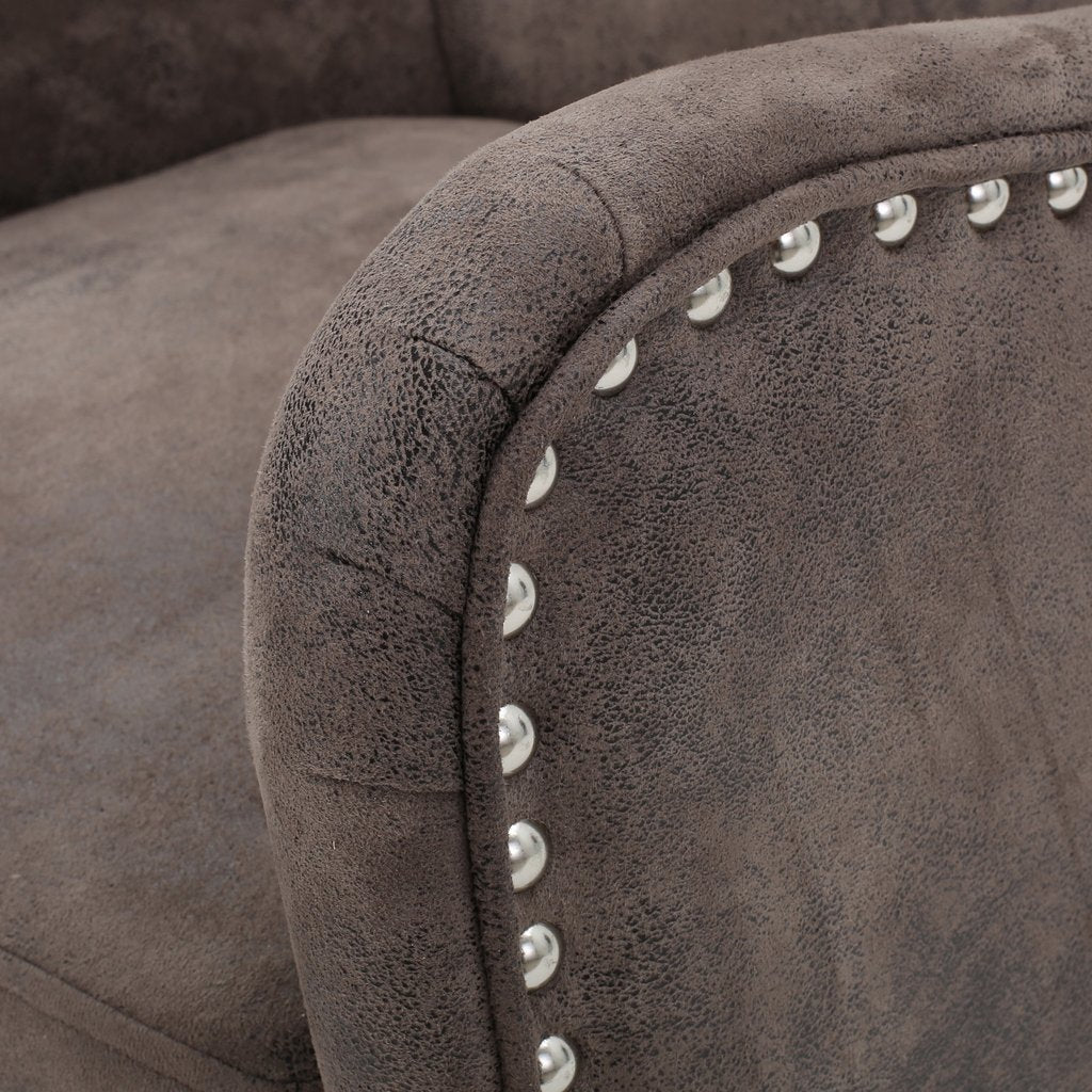 Arm Chairs & Recliners: Vintage Grey/Brown Microfibre High Back Armchair