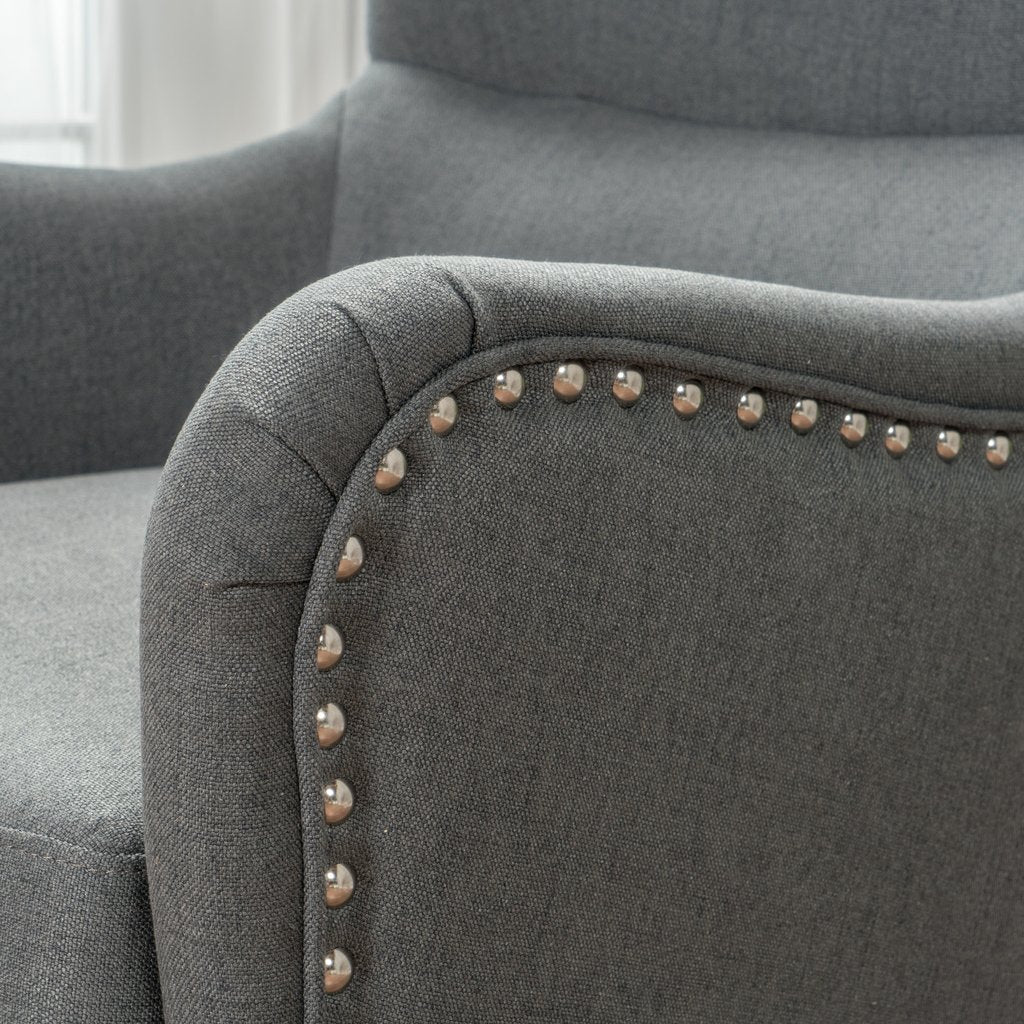 Arm Chairs & Recliners: Vintage Grey Fabric High Back Padded Armchair
