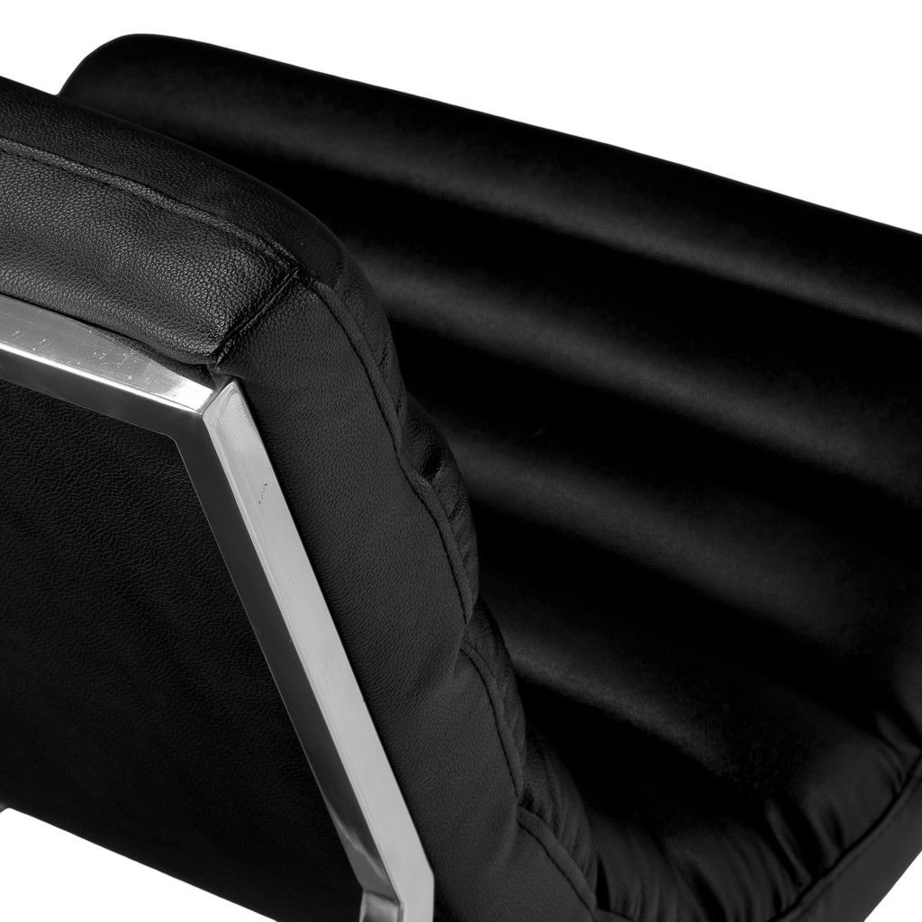 Arm Chairs & Recliners: Caviar Bonded Leather & Steel Lounge Accent Chair in Black