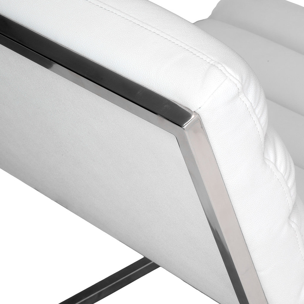 Arm Chairs & Recliners: Caviar Bonded Leather & Steel Lounge Accent Chair in White