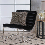 Arm Chairs & Recliners: Glorie Black Velvet Sofa Accent Chair ArmChair