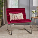 Arm Chairs & Recliners: Glorie Garnet/Red Velvet Sofa Accent Chair ArmChair