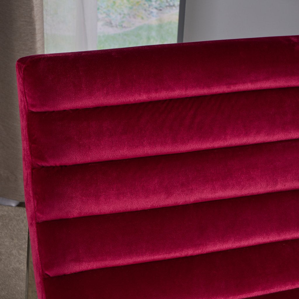 Arm Chairs & Recliners: Glorie Garnet/Red Velvet Sofa Accent Chair ArmChair