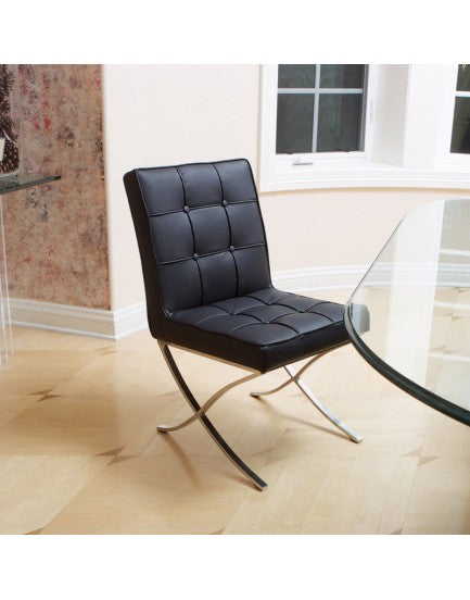 Arm Chairs & Recliners: Pandora Modern Bonded Leather Dining Chair in Black