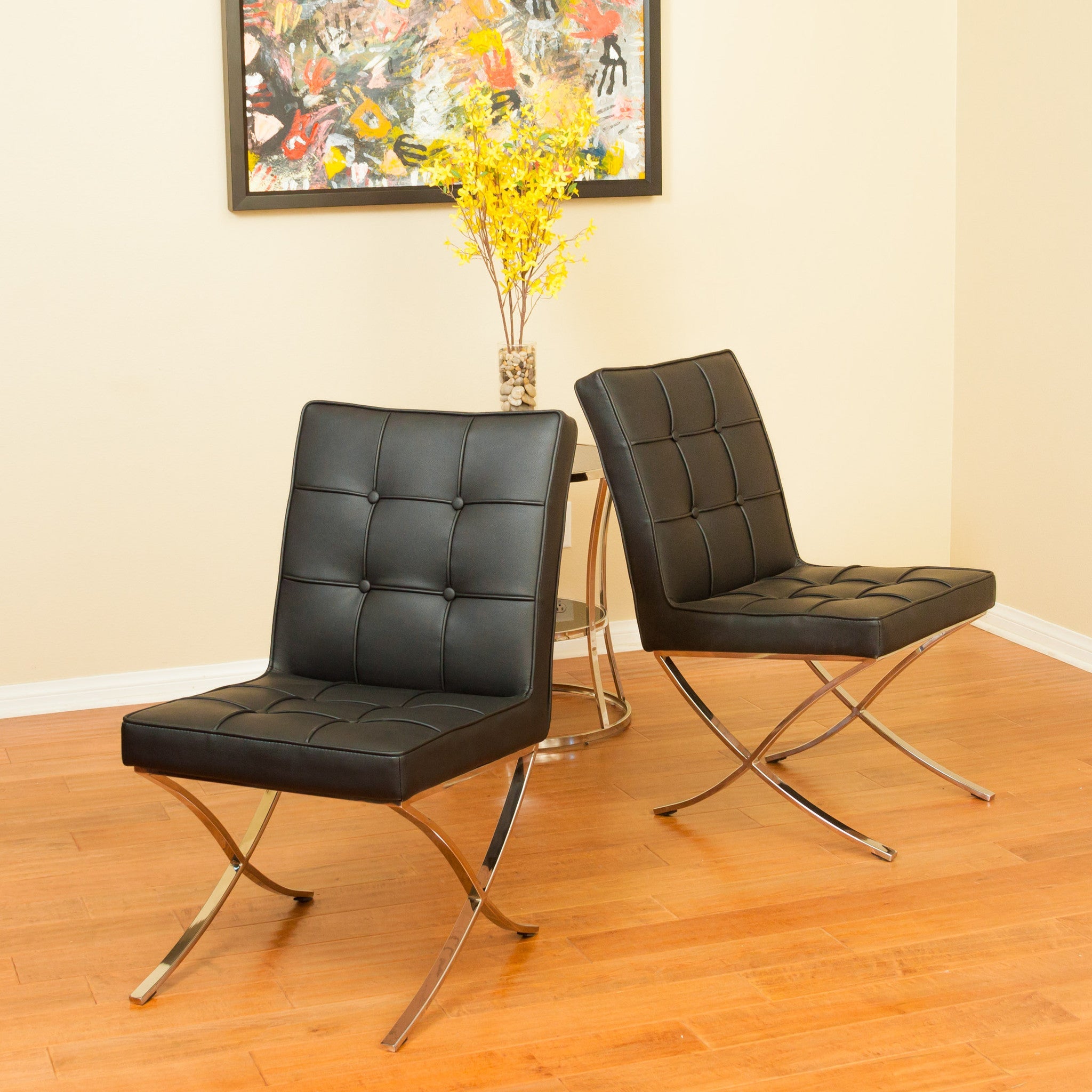 Arm Chairs & Recliners: Pandora Modern Bonded Leather Dining Chair in Black
