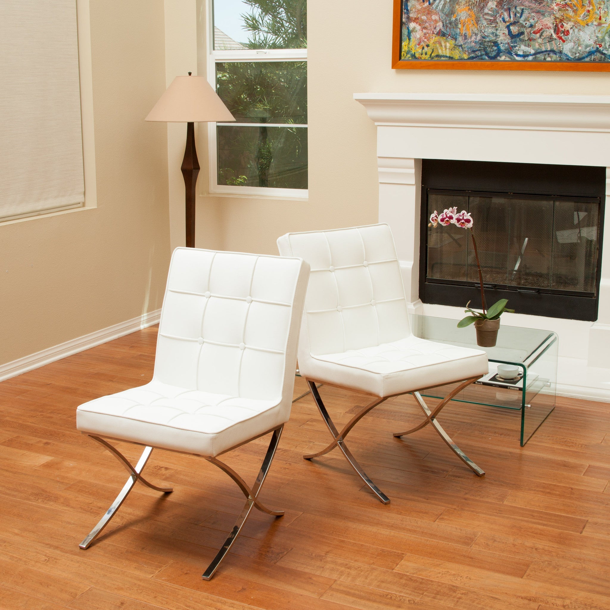 Arm Chairs & Recliners: Pandora Modern Bonded Leather Dining Chair in White