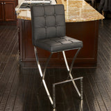 Table & Bar Stools: Pandora Bonded Leather & Steel Bar Stool in Black