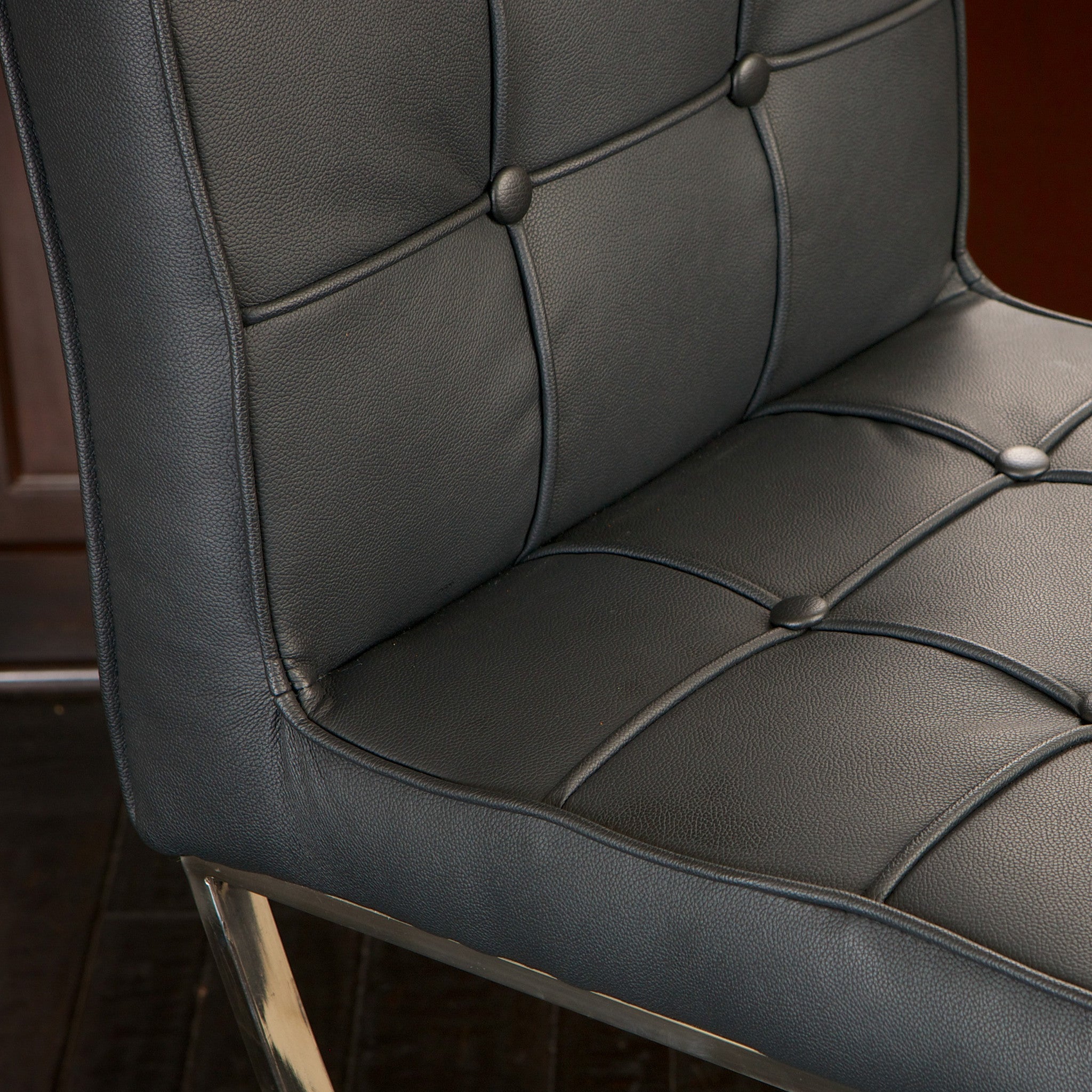 Table & Bar Stools: Pandora Bonded Leather & Steel Bar Stool in Black
