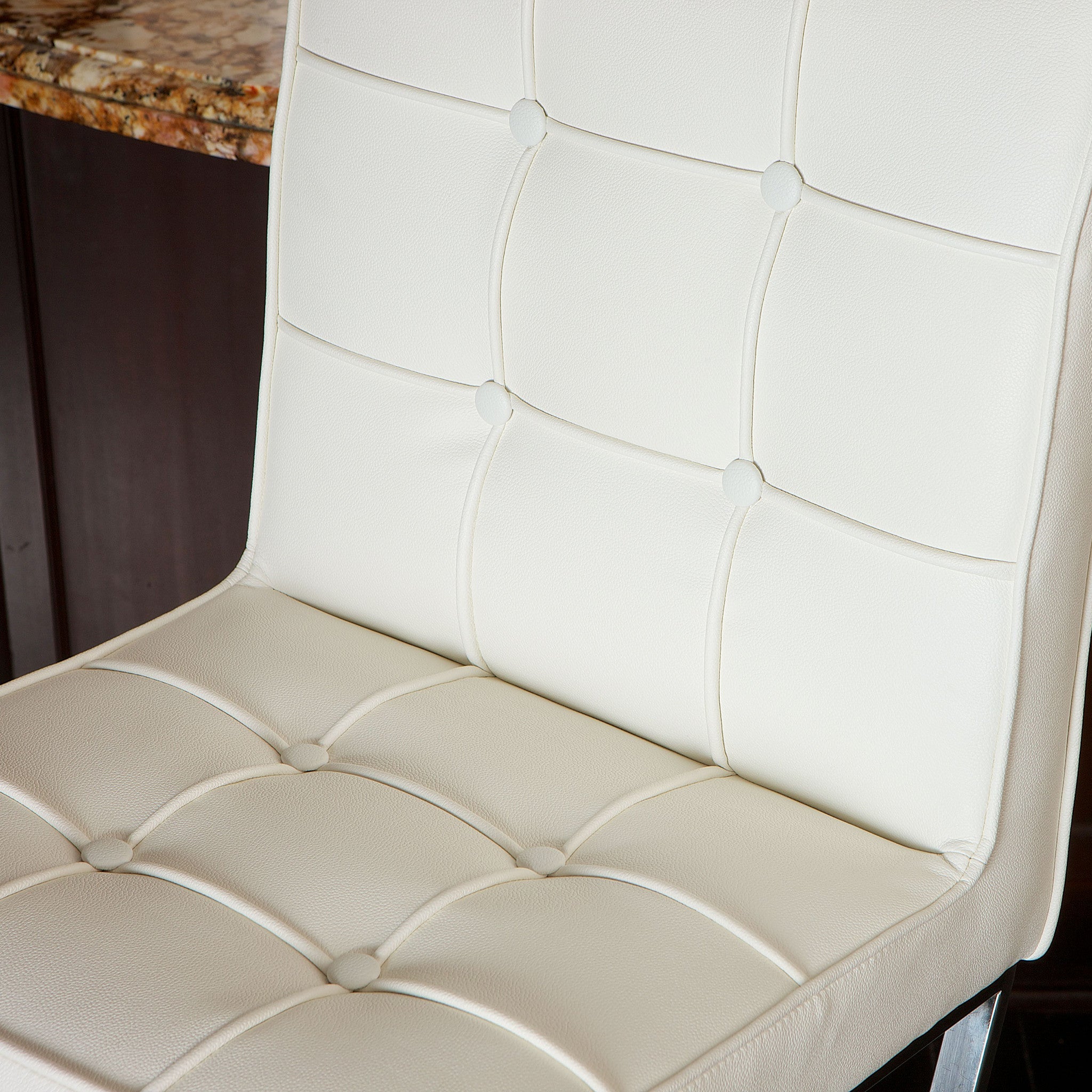 Table & Bar Stools: Pandora Bonded Leather & Steel Bar Stool in White