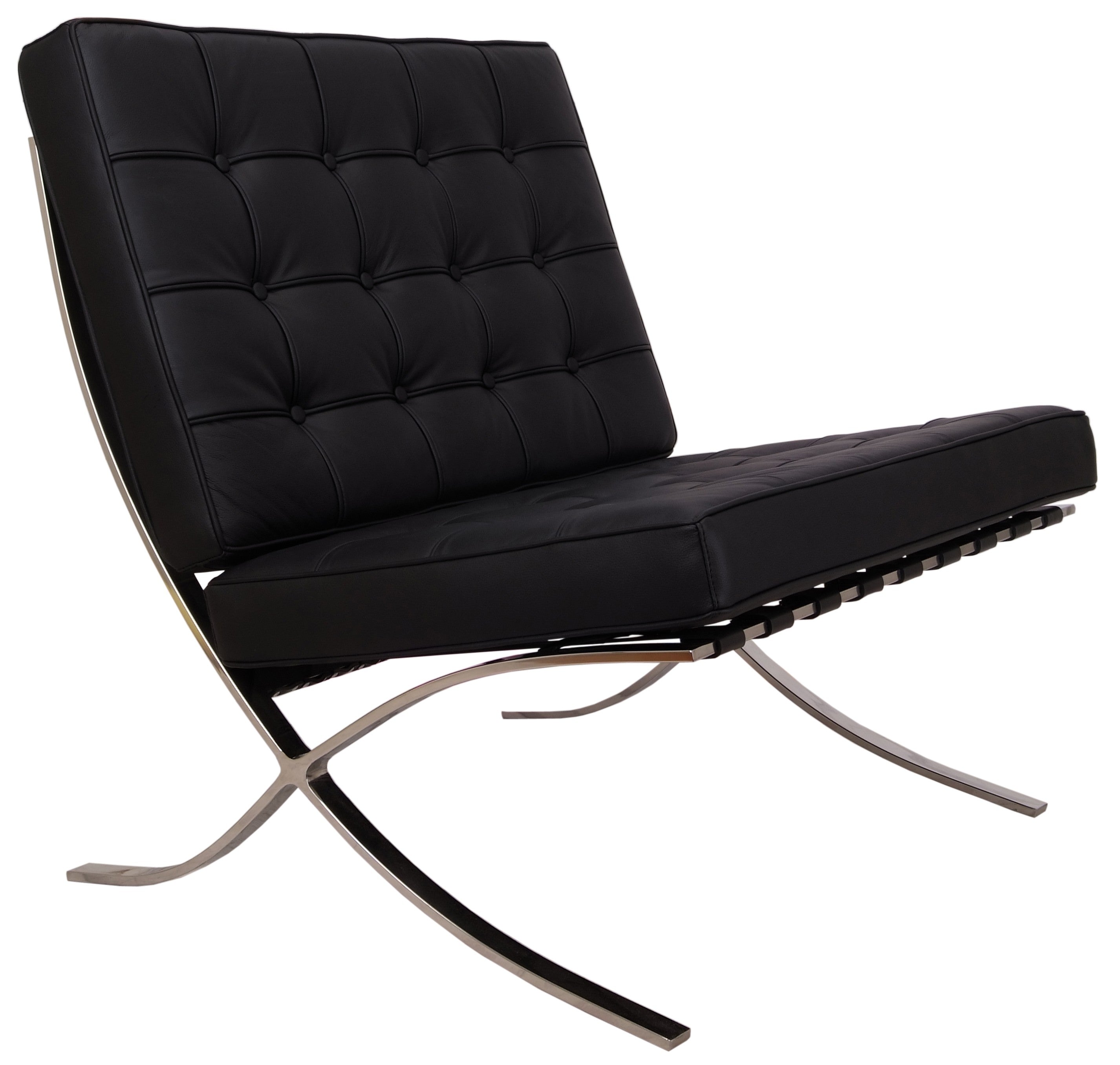 Arm Chairs & Recliners: Black Barcelona Chair - Classic Version - Replica
