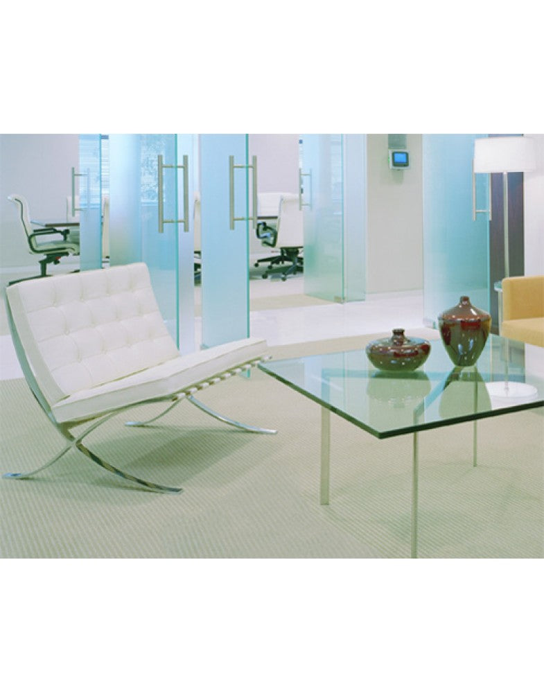 Arm Chairs & Recliners: White Barcelona Chair - Classic Version - Replica