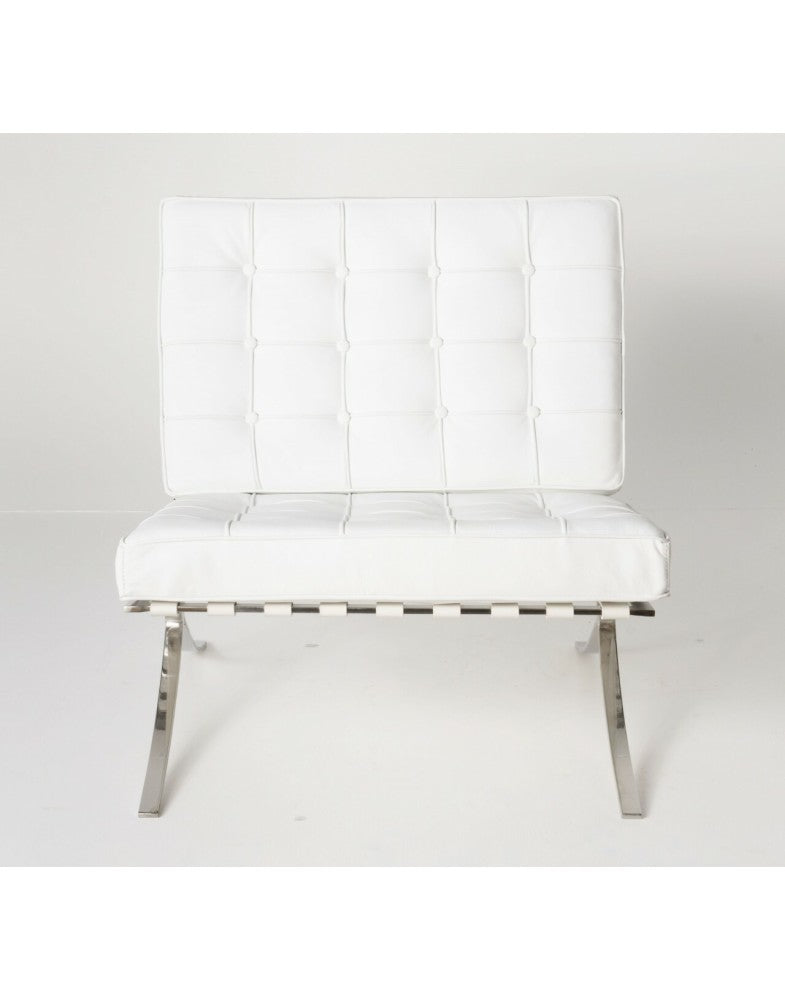 Arm Chairs & Recliners: White Barcelona Chair - Classic Version - Replica