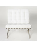 Arm Chairs & Recliners: White Barcelona Chair - Classic Version - Replica