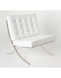 Arm Chairs & Recliners: White Barcelona Chair - Classic Version - Replica