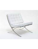 Arm Chairs & Recliners: White Barcelona Chair - Classic Version - Replica