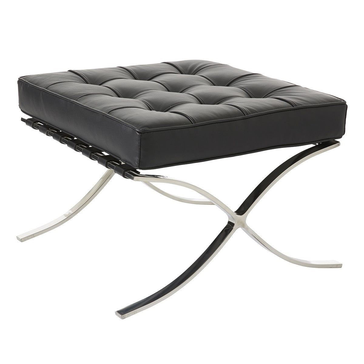 Arm Chairs & Recliners: Black Barcelona Ottoman - Classic Version - Replica