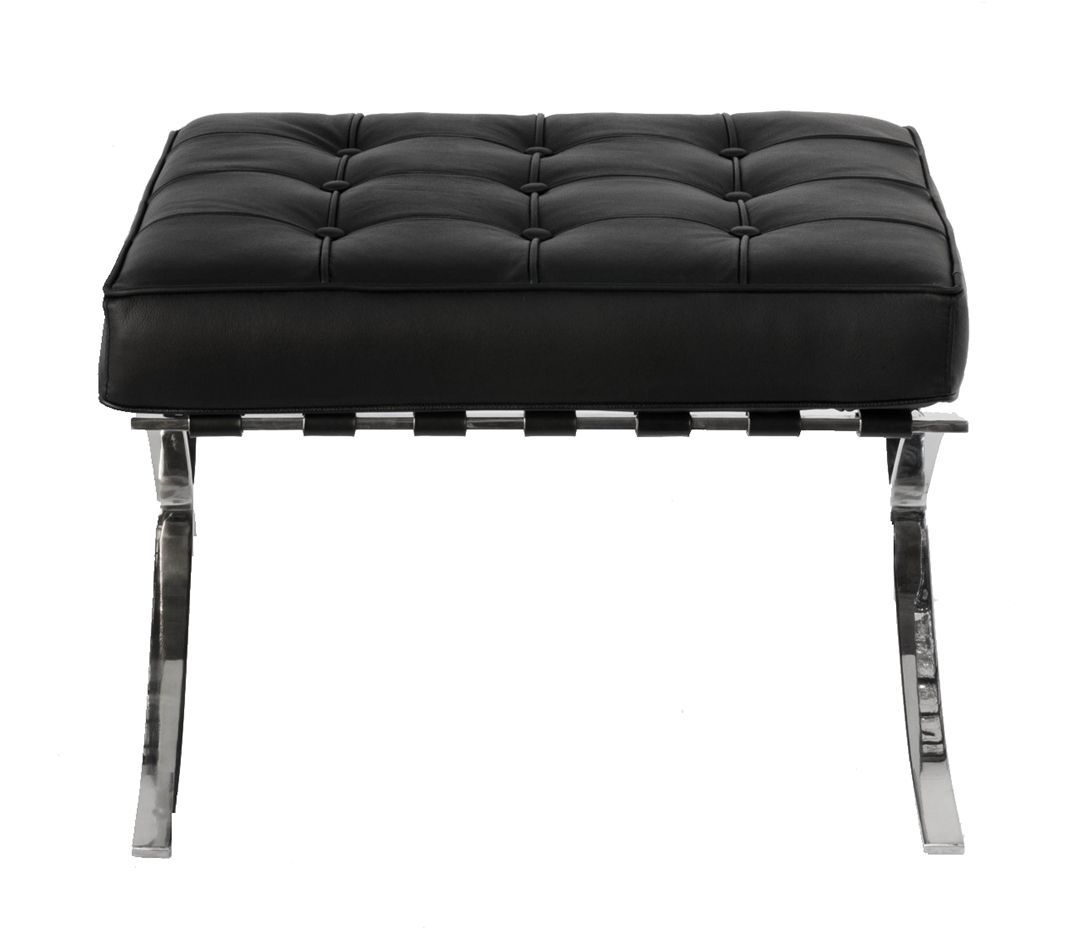 Arm Chairs & Recliners: Black Barcelona Ottoman - Classic Version - Replica