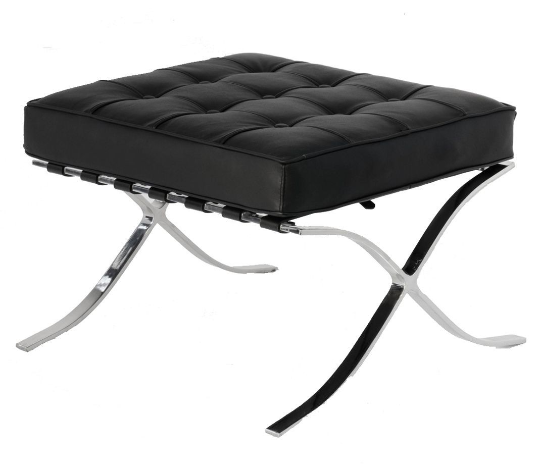 Arm Chairs & Recliners: Black Barcelona Ottoman - Classic Version - Replica