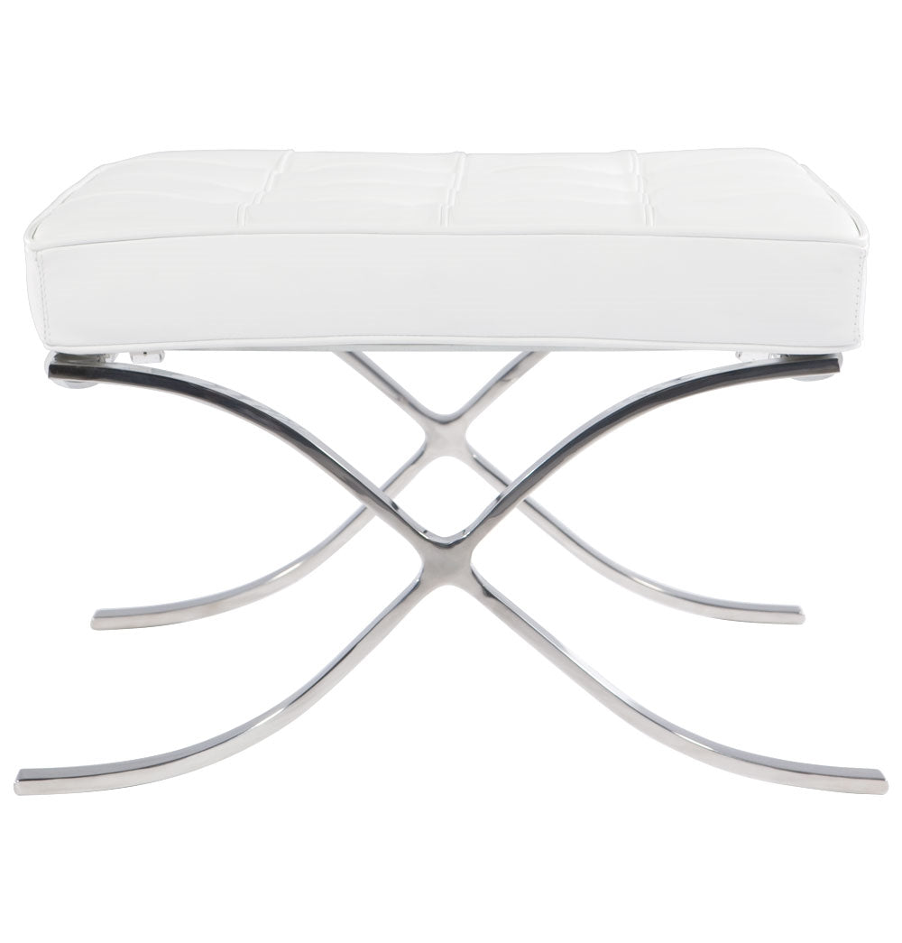 Arm Chairs & Recliners: White Barcelona Ottoman - Classic Version - Replica