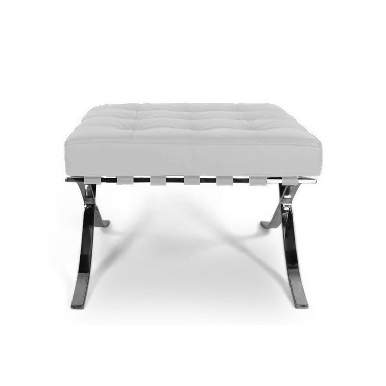 Arm Chairs & Recliners: White Barcelona Ottoman - Classic Version - Replica