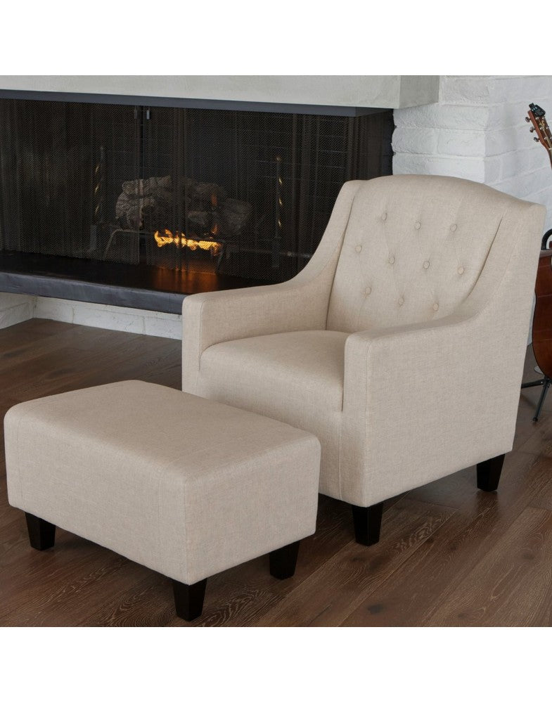 Arm Chairs & Recliners: Canberra Fabric Armchair & Ottoman in Begie  Linen