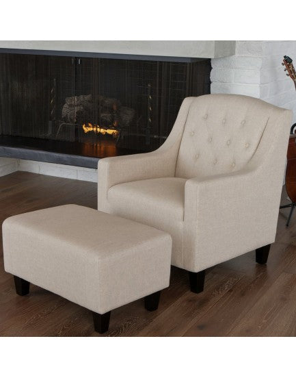 Arm Chairs & Recliners: Canberra Fabric Armchair & Ottoman in Begie  Linen