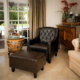 Arm Chairs & Recliners: Coogee Bonded Leather Armchair & Ottoman in Brown