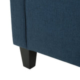 Arm Chairs & Recliners: Canberra Linen Fabric Tufted Armchair in Dark Blue