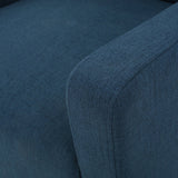 Arm Chairs & Recliners: Canberra Linen Fabric Tufted Armchair in Dark Blue