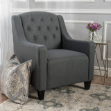 Arm Chairs & Recliners: Canberra Linen Fabric Tufted Armchair in Dark Grey