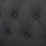 Arm Chairs & Recliners: Canberra Linen Fabric Tufted Armchair in Dark Grey