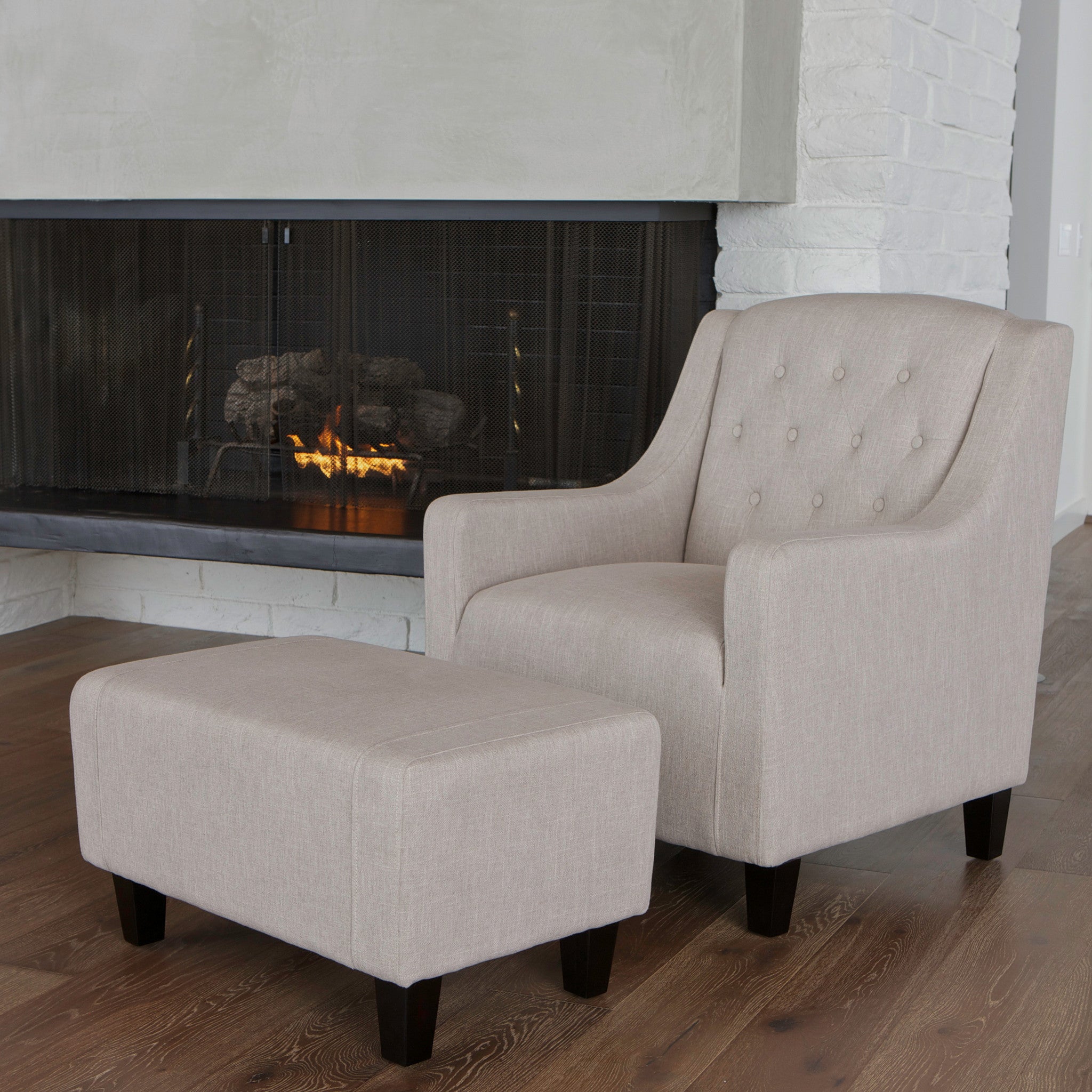 Arm Chairs & Recliners: Canberra Fabric Armchair & Ottoman in Natural Linen