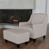 Arm Chairs & Recliners: Canberra Fabric Armchair & Ottoman in Natural Linen