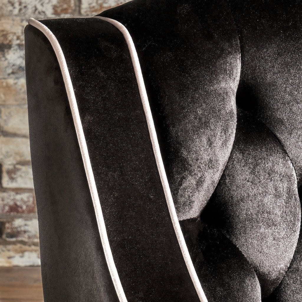 Arm Chairs & Recliners: Lara Two Tone Tufted Black New Velvet Club Armchair
