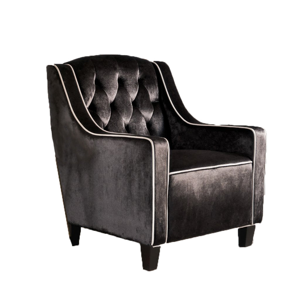 Arm Chairs & Recliners: Lara Two Tone Tufted Black New Velvet Club Armchair