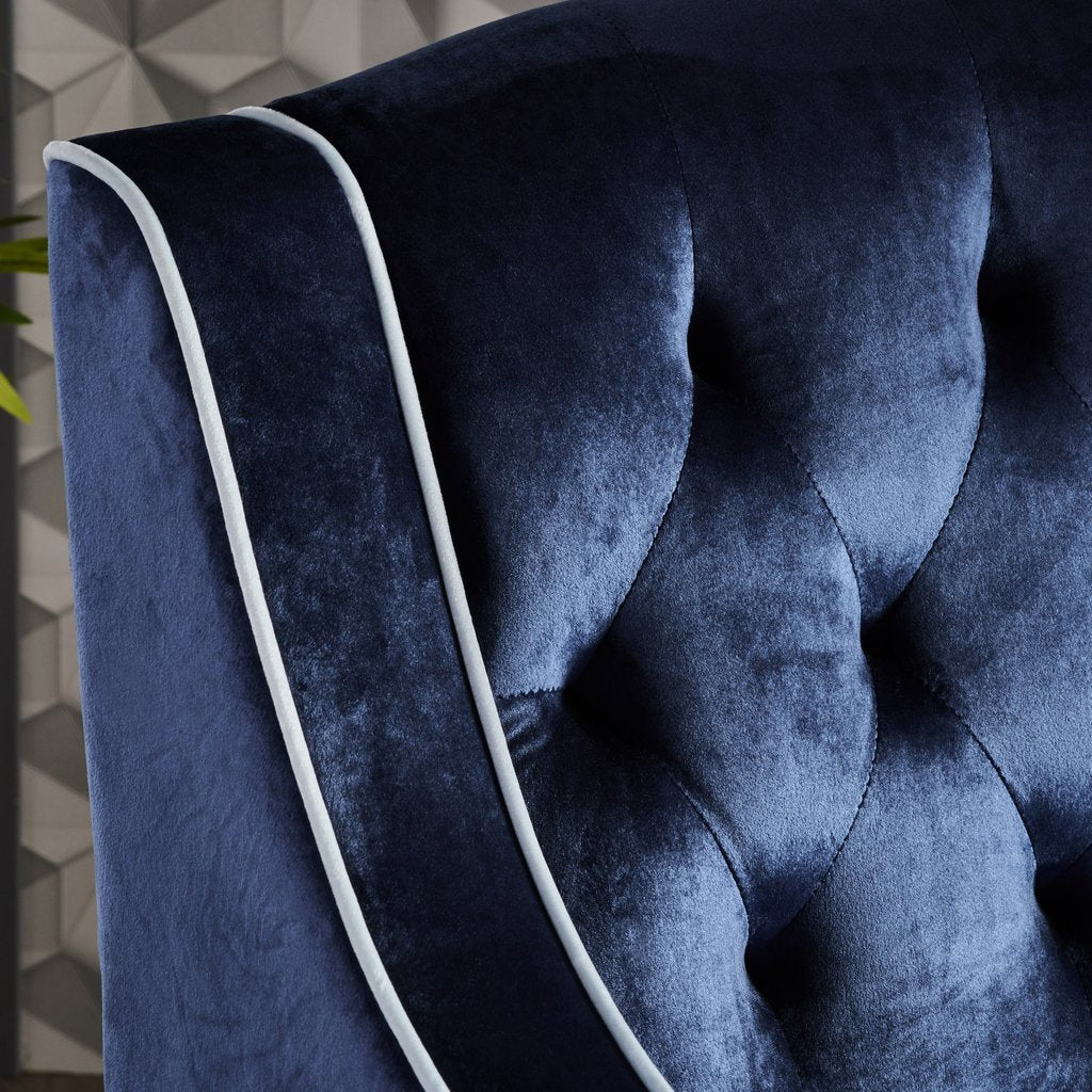 Arm Chairs & Recliners: Lara Two Tone Tufted Cobalt New Velvet Club Armchair