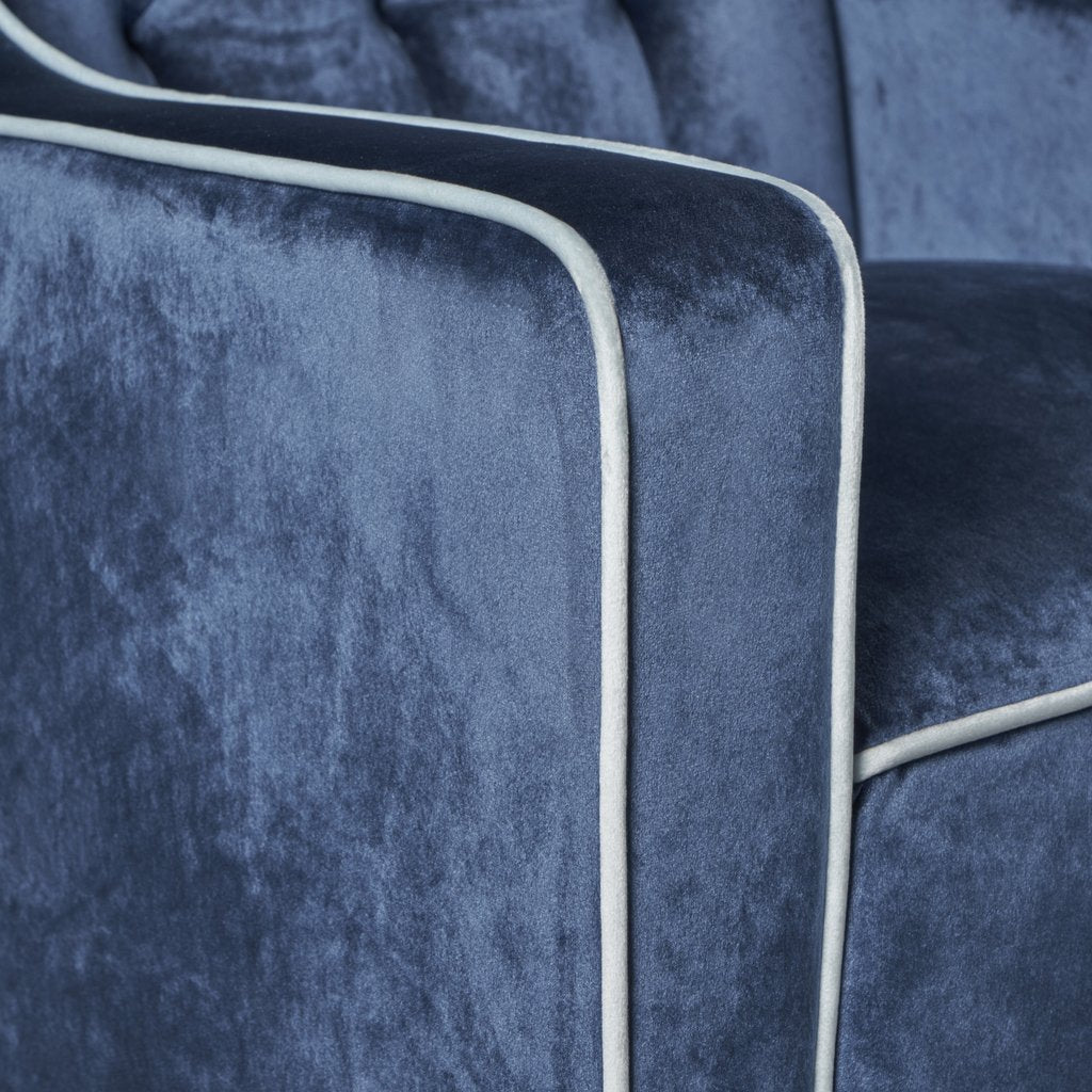 Arm Chairs & Recliners: Lara Two Tone Tufted Cobalt New Velvet Club Armchair