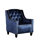 Arm Chairs & Recliners: Lara Two Tone Tufted Cobalt New Velvet Club Armchair
