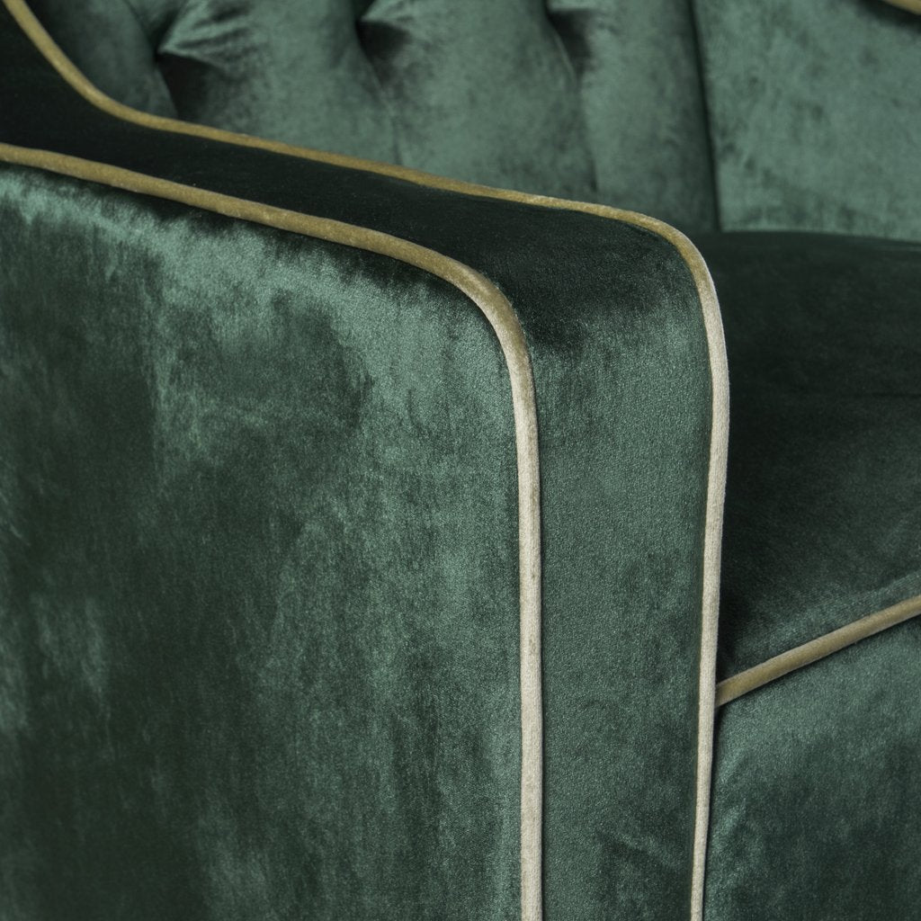 Arm Chairs & Recliners: Lara Two Tone Tufted Emerald New Velvet Club Armchair