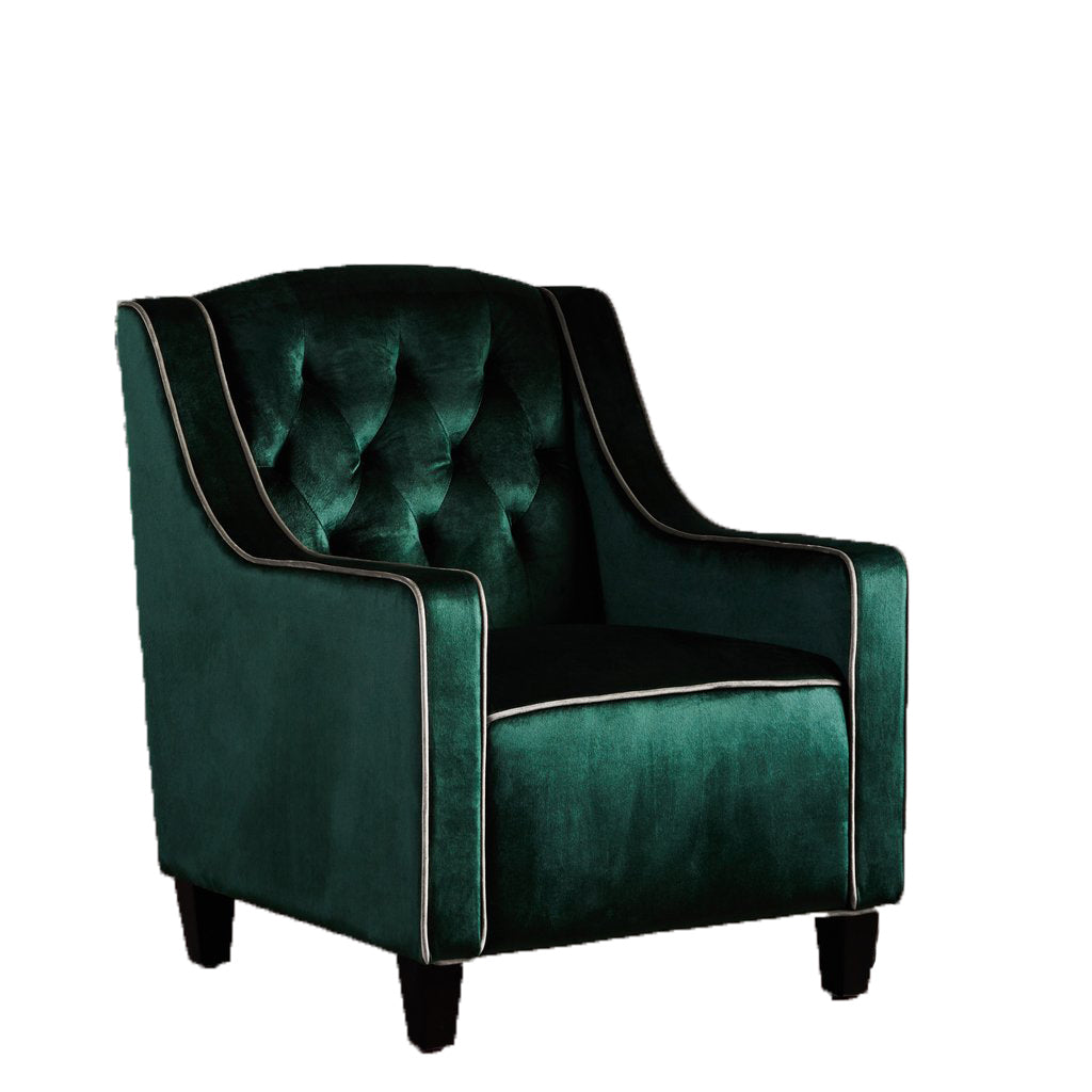Arm Chairs & Recliners: Lara Two Tone Tufted Emerald New Velvet Club Armchair