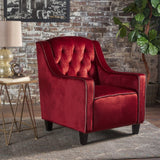 Arm Chairs & Recliners: Lara Two Tone Tufted Garnet New Velvet Club Armchair
