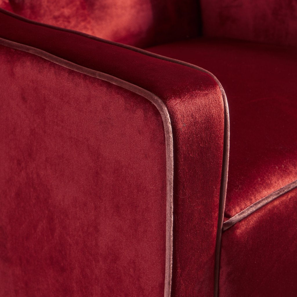 Arm Chairs & Recliners: Lara Two Tone Tufted Garnet New Velvet Club Armchair