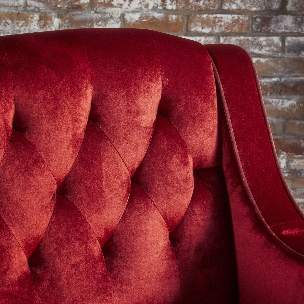 Arm Chairs & Recliners: Lara Two Tone Tufted Garnet New Velvet Club Armchair